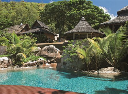 Main pool at Constance Lemuria on Praslin Island