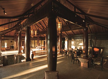 Main restaurant and bar area at Constance Lemuria Seychelles