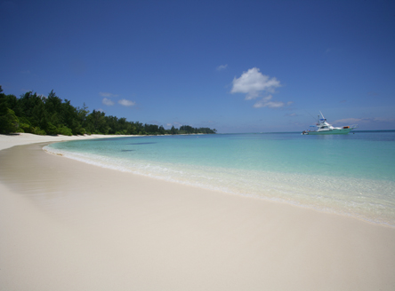 Spectacular white sand beaches of Denis Island Seychelles