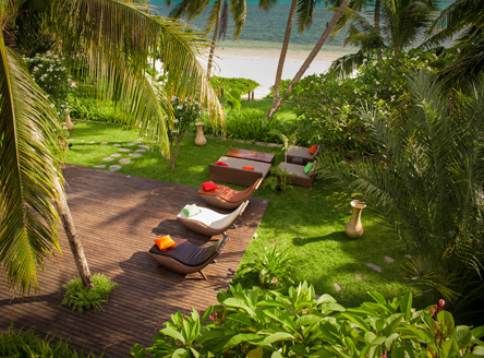 Lovely gardens at Dhevatara Beach Hotel Seychelles