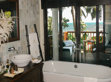 Luxurious bathrooms at Dhevatara Beach Hotel Seychelles