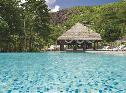 Large swimming pool at Four Seasons Seychelles