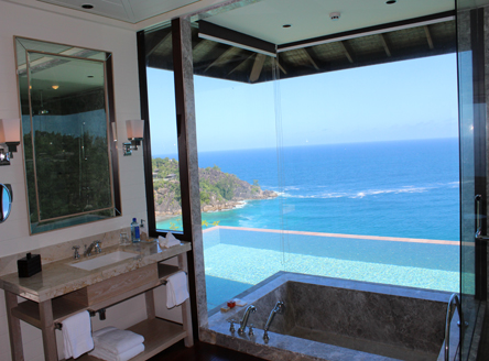  Your Villa Bathroom with spectacular outlook at Four Seasons Seychelles
