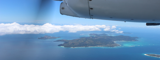View of Praslin Island taken whilst on a inter-island flight 