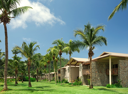 Rooms are set in lovely tropical gardens at Kempinski Seychelles