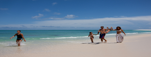 Family day at the beach on Denis Island