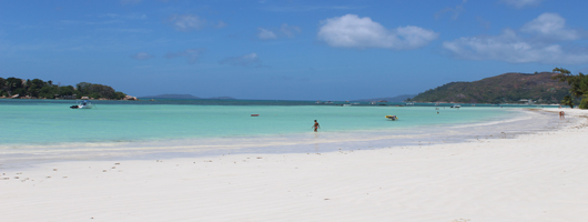 The stunning Cote d'Or Beach on Praslin Island Seychelles