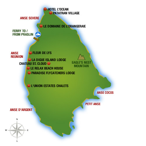 La Digue Island Seychelles Map