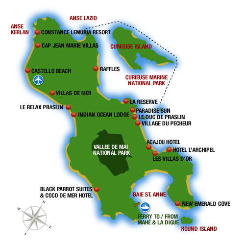 Map of Praslin Island