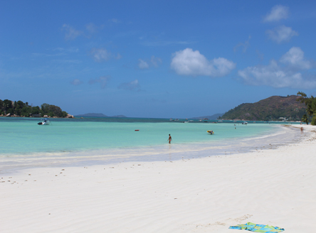 Beautiful Cote d'Or beach on Praslin Island