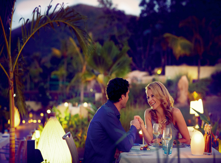 Curieuse Restaurant at Raffles Seychelles is set in lovely gardens